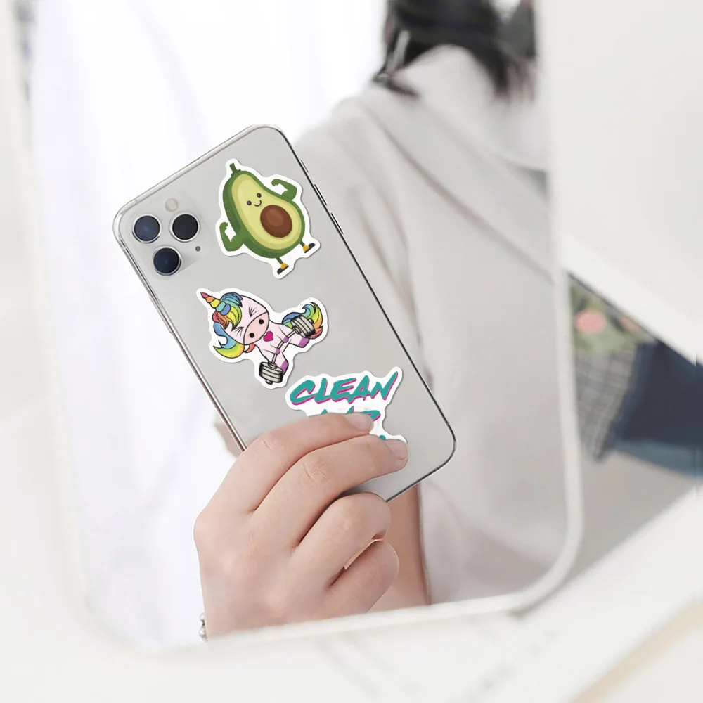 10/30/50pcs Sheets Of Sports Fitness Workout Cartoon Graffiti Stickers Cool Scrapbook Laptop Phone Diy Kids Toys Decal - купить по