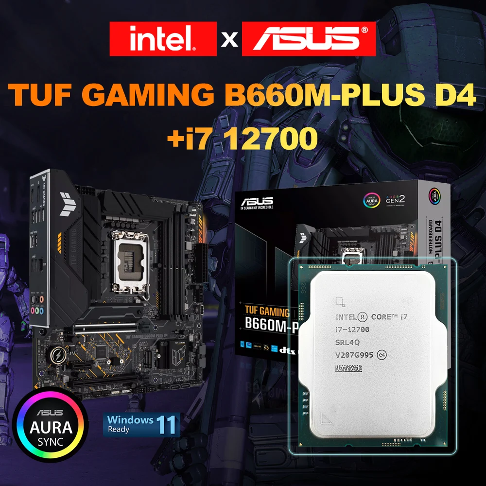 

Intel Core i7 12700 + ASUS TUF GAMING B660M-PLUS DDR4 Motherboard CPU + Motherboard Suit Support LGA 1700 New Without cooler