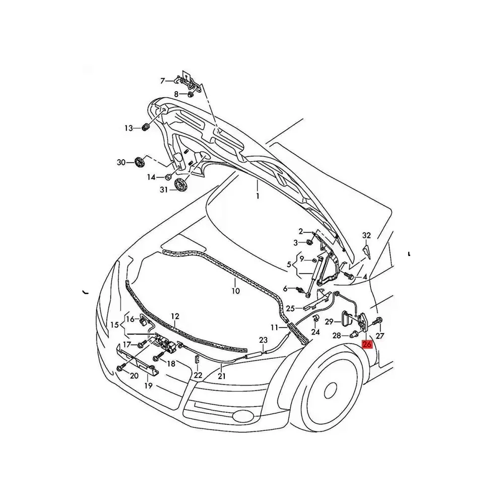 Фото Для Audi TT TTRS 2007-2014: Пружина крепления ручки открывания крышки моторного отсека 8J1 823 633 C 8J1 823 633C №5
