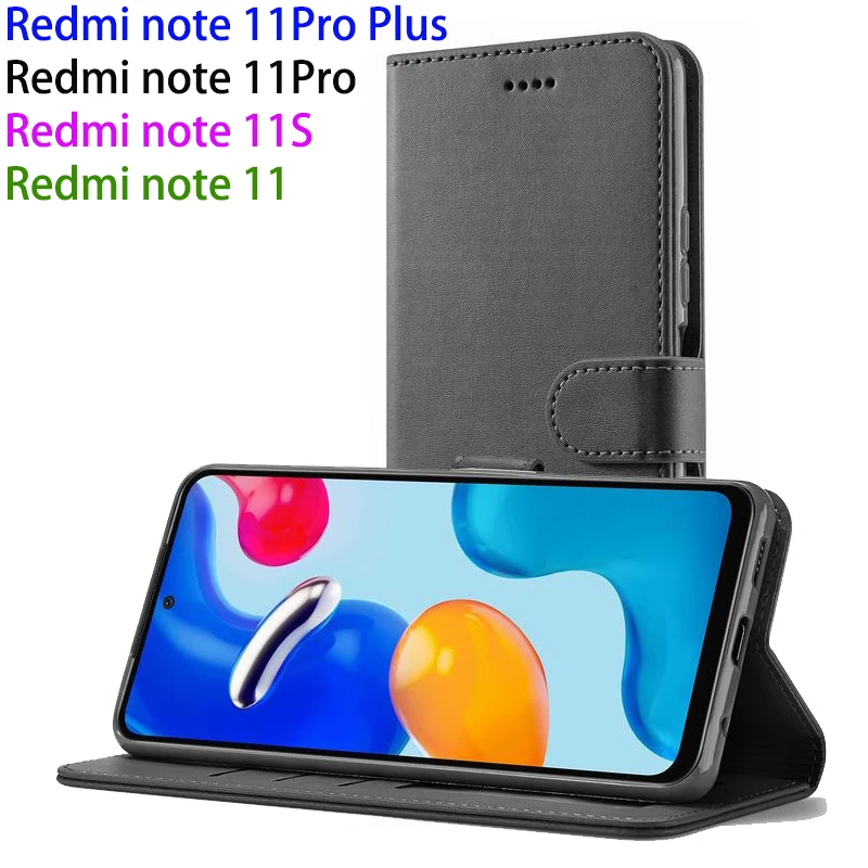 Кожаный чехол для Xiaomi Redmi Note 11 S Pro Plus роскошный простой флип-чехол противоударный