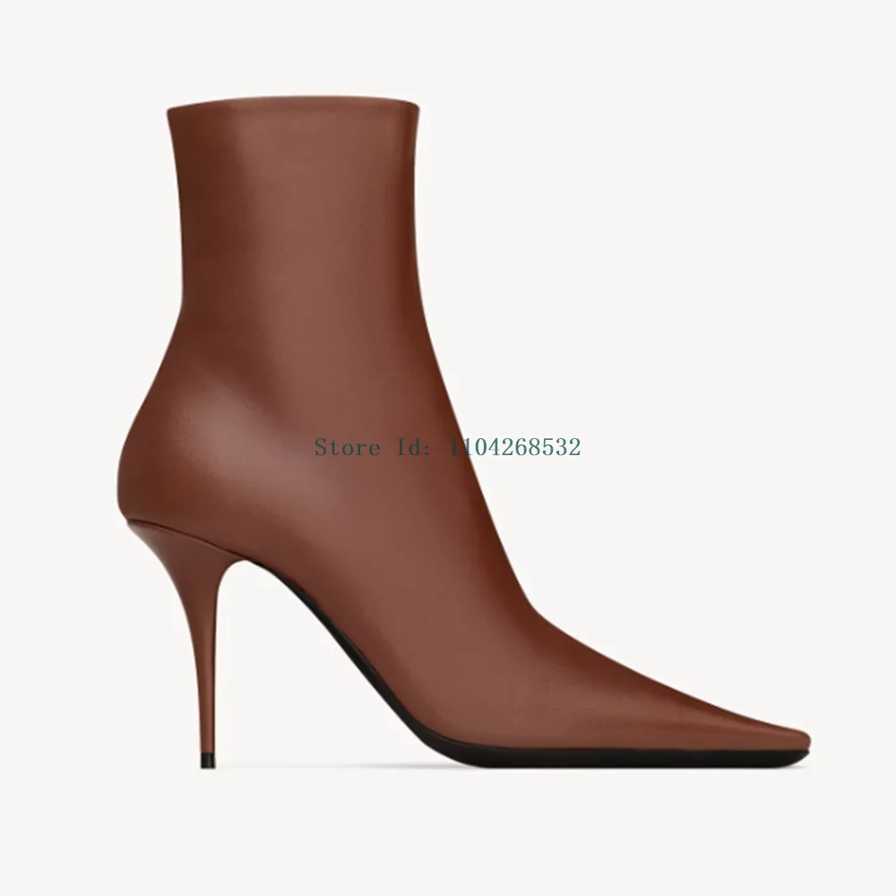 Ботильоны из натуральной кожи пикантные однотонные ботинки на шпильке с острым