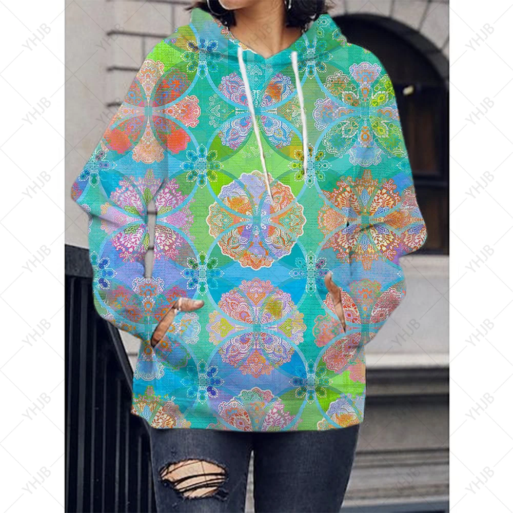 

Худи женское с цветочным принтом, в богемном стиле