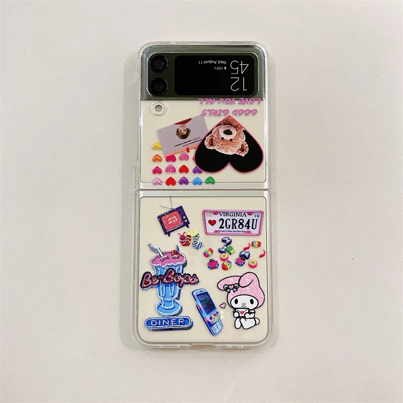 

Cartoon Melody Graffiti Phone Case for Samsung Galaxy Z Flip 3 5G PC Back Cover for ZFlip3 Protective Hard Case Shell
