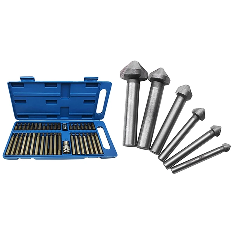 

1 Set Torx Inner Hexagonal Star Batch Wrenches Set & 1 Set 3 Flute Three Edge Chamfer Chamfering End Mill Cutter