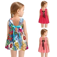 6m 6y toddler baby kids girls sleeveless summer dress 2022 new printed backless bowknot flower princess dresses girls clothes