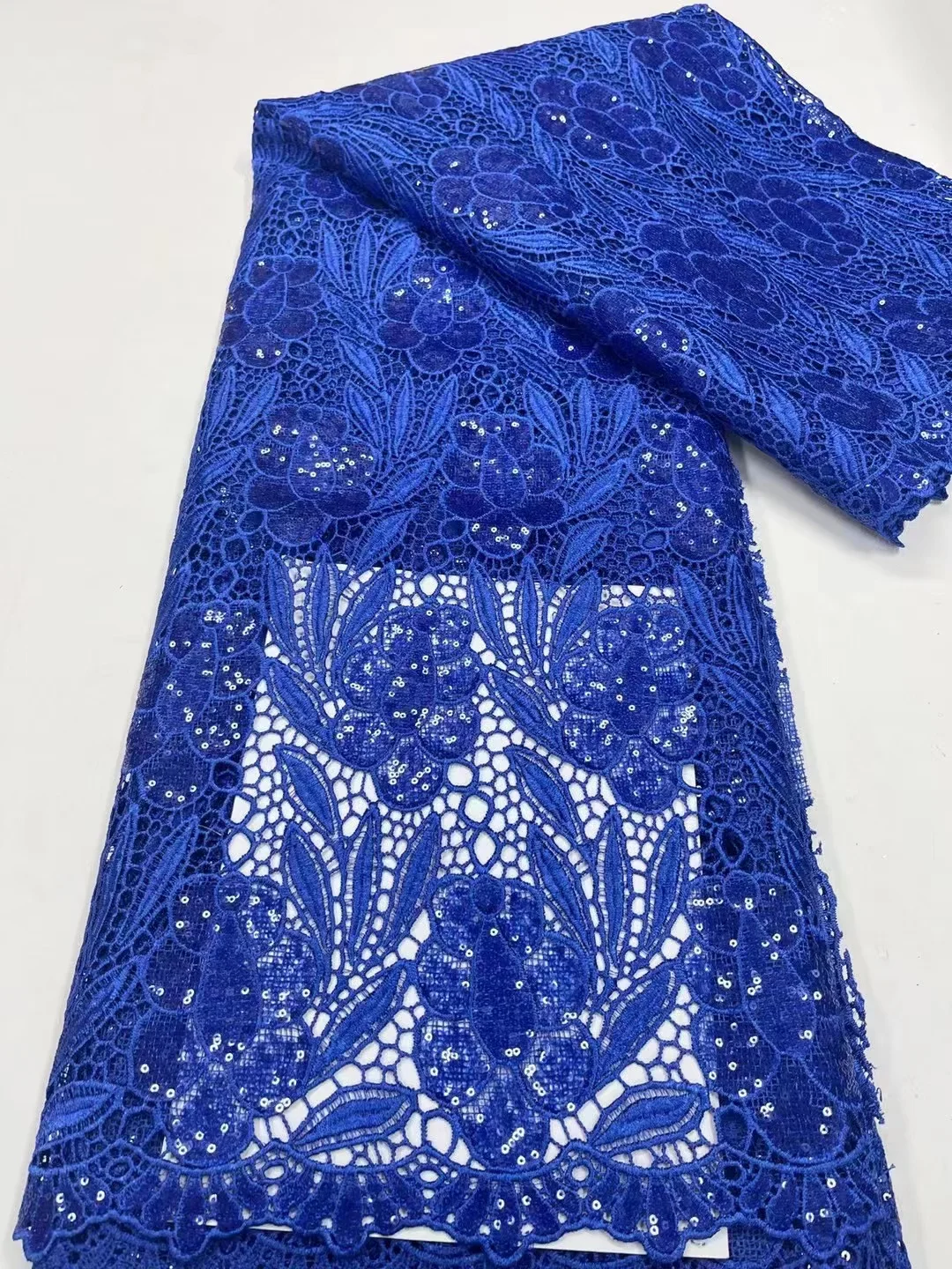 

Nigerian Lace Fabric High Quality African Tulle Lace Fabrics Latest Silk Milk Mesh Lace With Sequins For Party sewing PL350-6