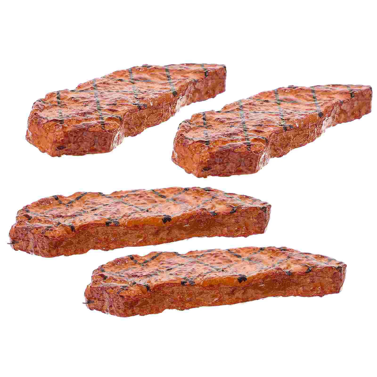 

4 pcs Simulated Steak Artificial Meat Realistic Cooked Roast Steak Fake Steak Models
