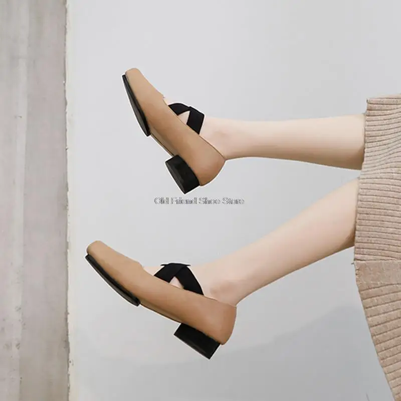 

Женские туфли мэри джейн с квадратным носком, новые балетки с перекрестными ремешками в стиле ретро, женские повседневные туфли на высоком каблуке 3 см, женские туфли-лодочки из спилка