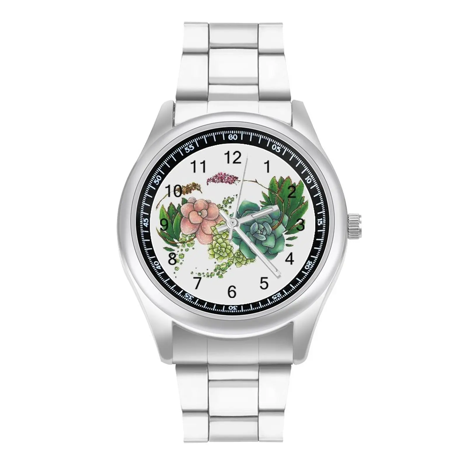Кварцевые часы суккуленты цветы унисекс наручные из нержавеющей стали