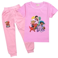 anime dino ranch tshirt kids dinosaur costume baby girls short sleeve t shirt jogging pants 2pcs set toddler boys summer outfits