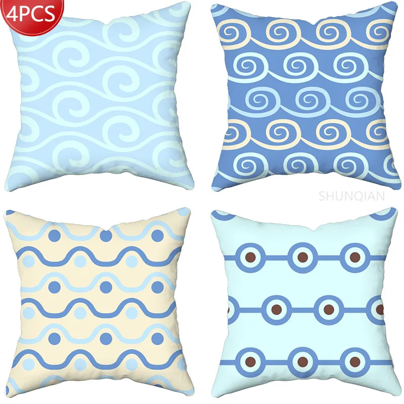 

Blue pattern Pillow Case For Home Decorative Pillows Cover Invisible Zippered Throw PillowCases 45X45cm