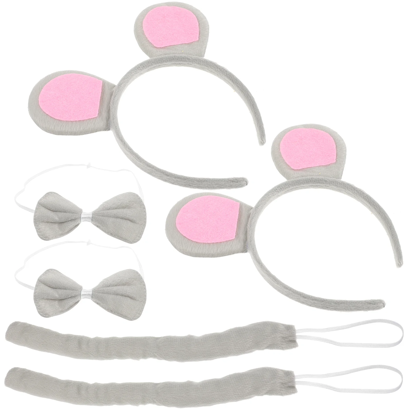 

2 Set of Mouse and Tail Set Animals Mouse Ears Tail and Bow Tie Mouse Costume Accessory Set for Party Gifts Kids ( Grey )