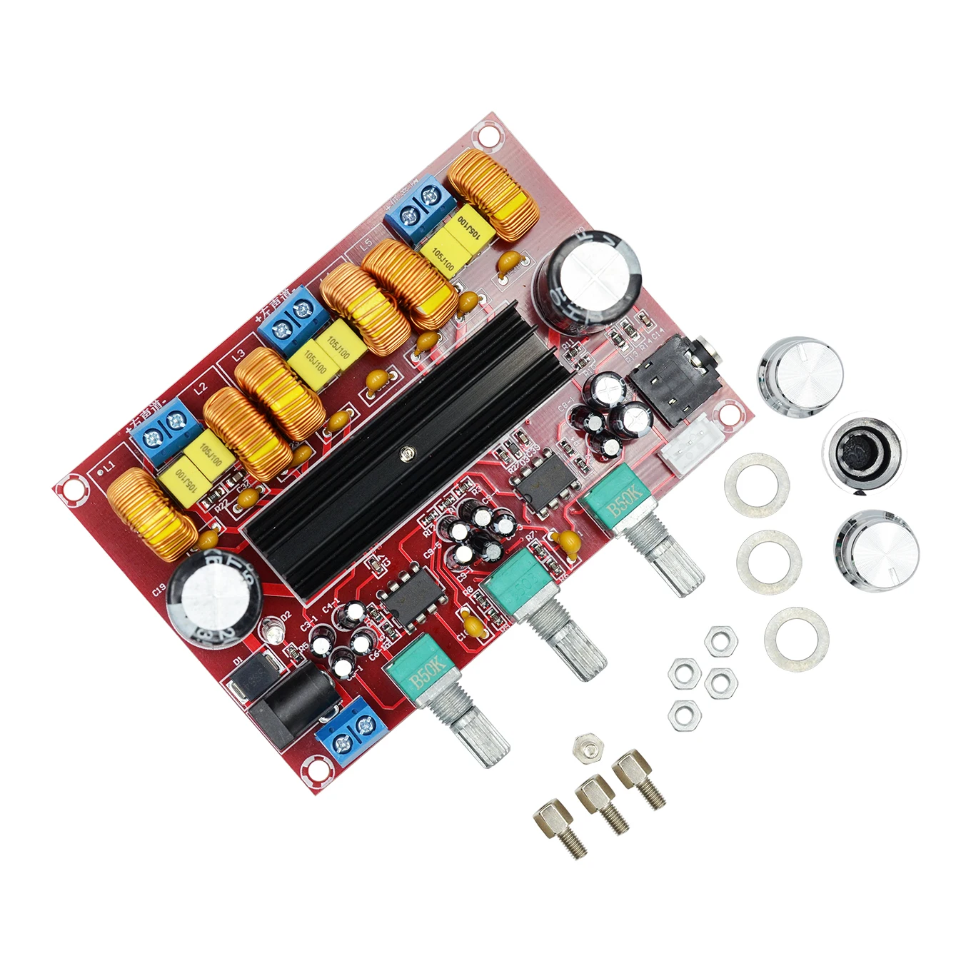 

Xh-m139 2.1 channel digital power amplifier board 12v-24v wide voltage TPA3116D2 2*50W 100W