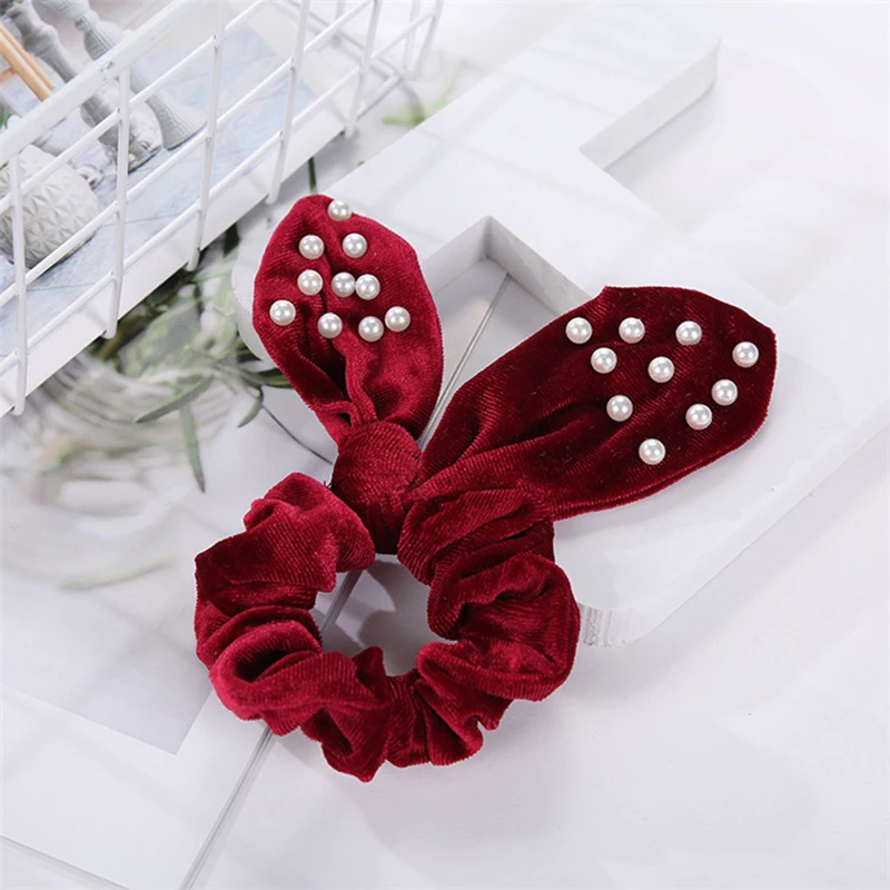 

Yanwenx Custom solid color hair band rabbit ear headband large intestine hair ring fabric material hair scrunchies