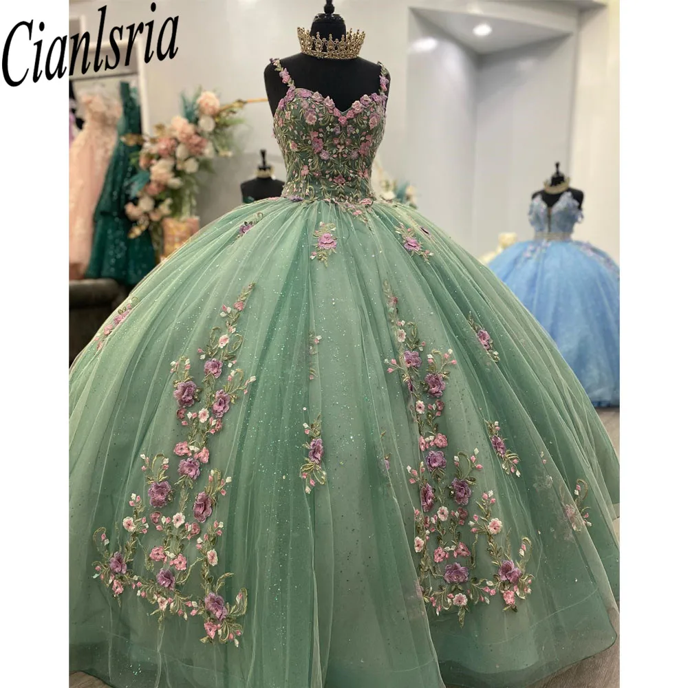 Мятно-зеленые платья для Quinceanera кружевное платье в стиле Applqiue с бусинами милое 16