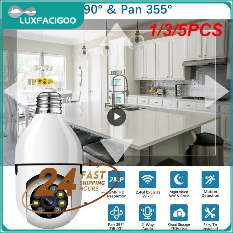 

1/3/5PCS 1080P WIFI Camera A6 Wireless Light Bulb Camera LED Night Vision Smart Home Security Cam E27 Connector Remote