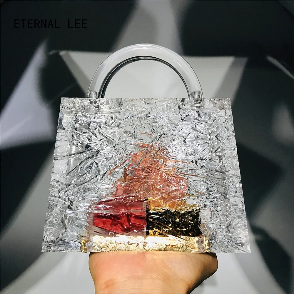 

ETERNAL LEE Evening Bag Transparent Ice Crack Acrylic Bag for Women Crystal Handbag Luxury Handbags
