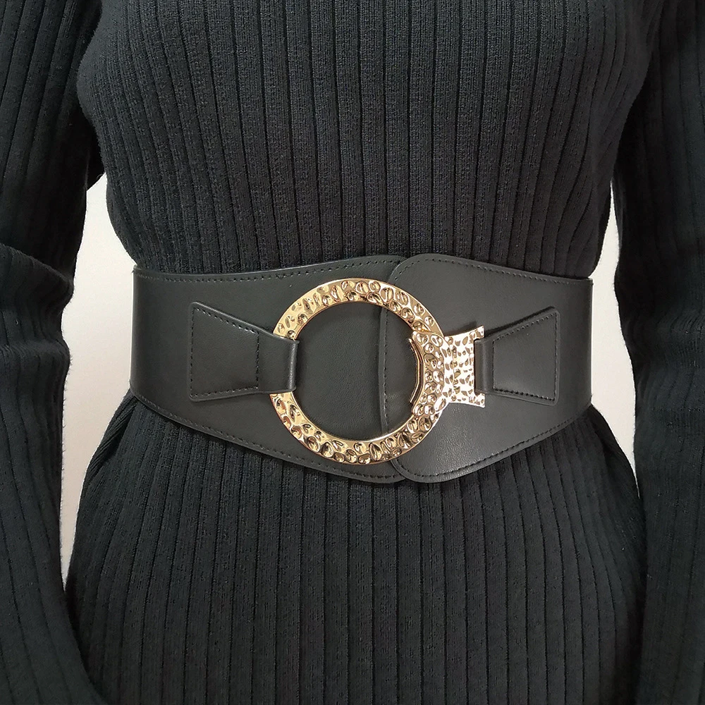 Fashion Belt Luxury Designer Clothing Women Suit Coat Adult Metal Ring Design Black High Elastic Belt SCM0045
