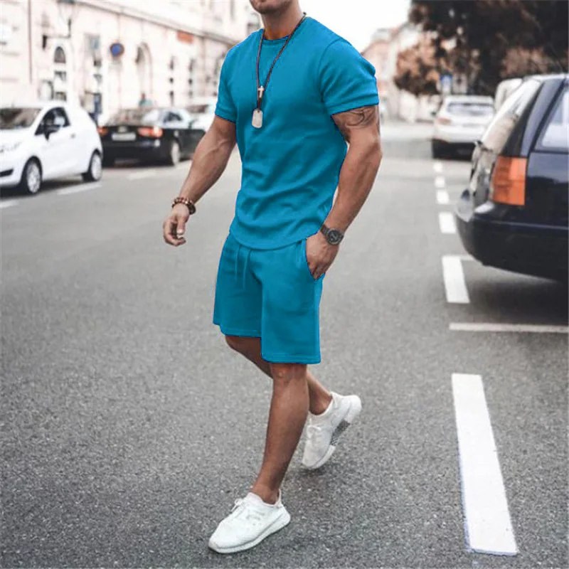 Summer New Trend Long-Sleeved Leisure Sports Suit Two-Piece Men's Breathable Sweat-Absorbing Trend Multi-Color Suit