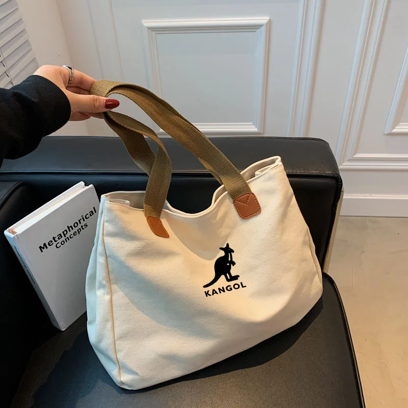 Kangol Large Capacity Shopping Beach Bag Men and Women Bag Women Canvas Tote Bag Designer Ladies Casual Handbag Shoulder Bag
