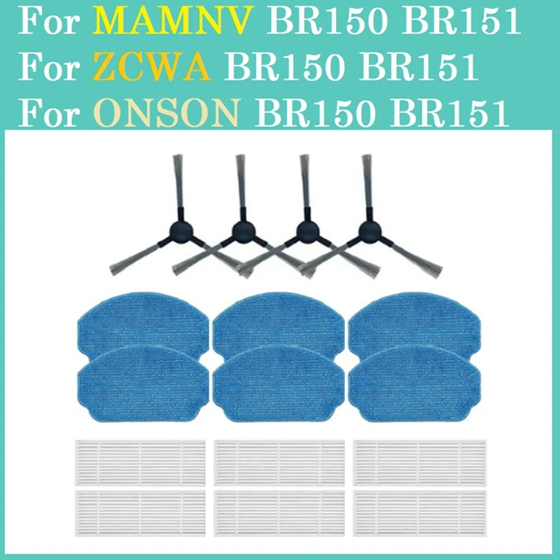 

16PCS Replacement Parts for MAMNV BR150 BR151/ ZCWA BR150 BR151 / ONSON BR150 BR151 Robot Vacuum Cleaner