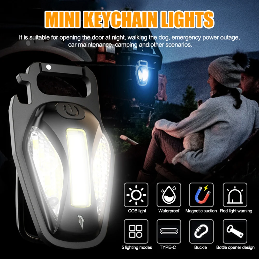 

2022 Mini Flashlight Led Keychain Portable Pocket Flashlight USB Rechargeable Led Light Lantern White Torch Camping COB Lantern