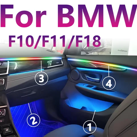 Для BMW F10/F11/F18 декоративная атмосферная лампа 64/128 цветов RGB симфония автомобиля 18-дюймовый окружающий свет интерьерная акриловая светодиодная лента