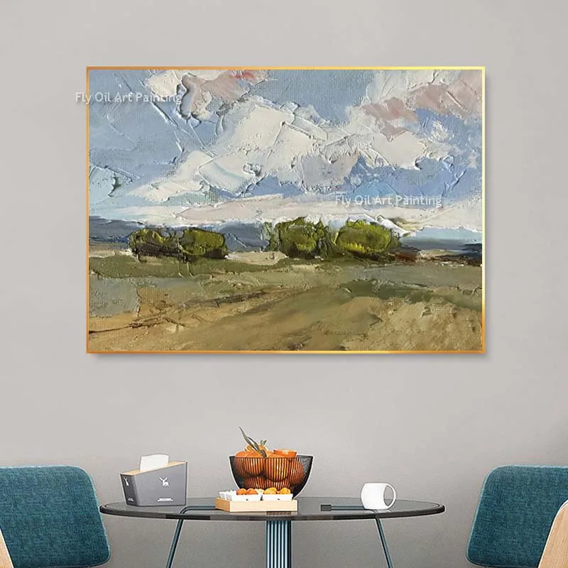 Современная Минималистичная картина ручной работы Landscpae толстая масляная