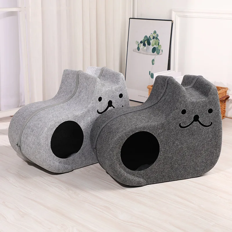 

Felt Pet Nest Creative Cat Shape Four Seasons Warm Pet Nest Dirt Resistant and Easy To Clean Three-dimensional Cat Nest