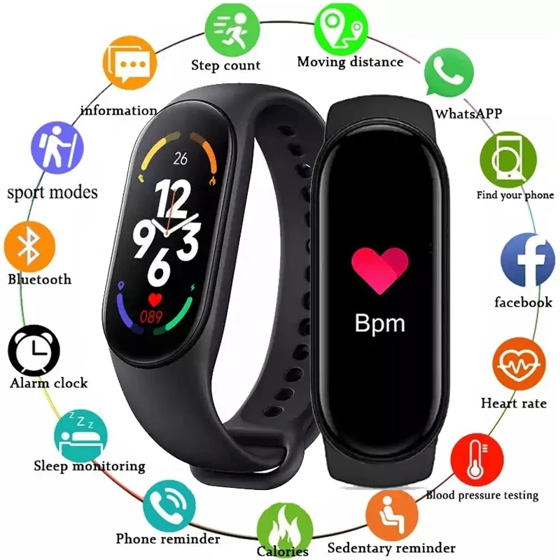 

New M7 Smart Watch Men Smartwatch For Xiaomi Heart Rate Blood Pressure Blood Oxygen Watch For Men Waterproof Smart Watch Women