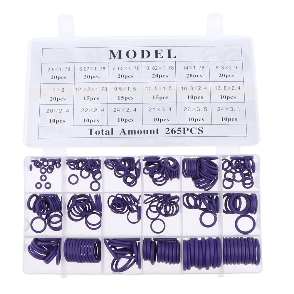 

265 шт. автомобильный уплотнитель O-прокладка из кольцевых шайб 18 размеров, прочная водопроводная система кондиционирования воздуха