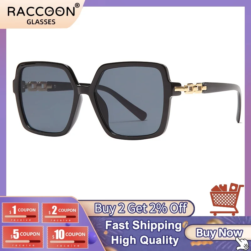 

Oversized Women's Square Sunglasses New Trends Vintage Black Luxury Brand Fashion Big Sun Glasses Female Classic Retro UV400