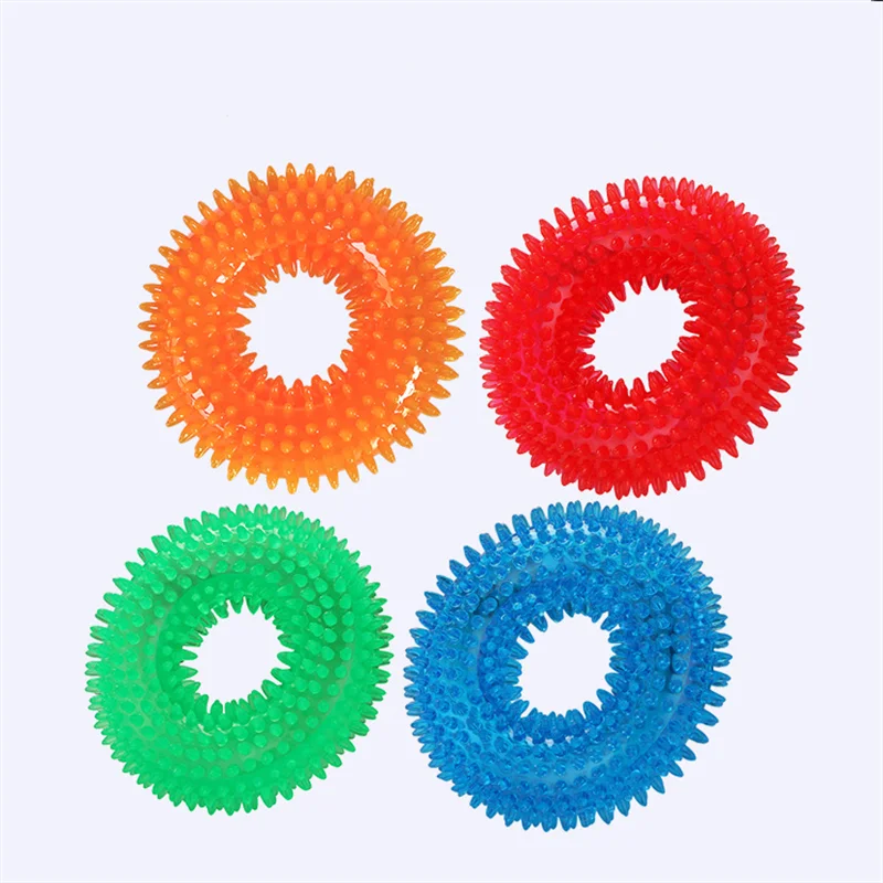 

Dog Biting Stuffed Toys Pricking For Dogs TPR Ring Shape Cleaning Tartar Accessories Supplies Pet Products Home Garden