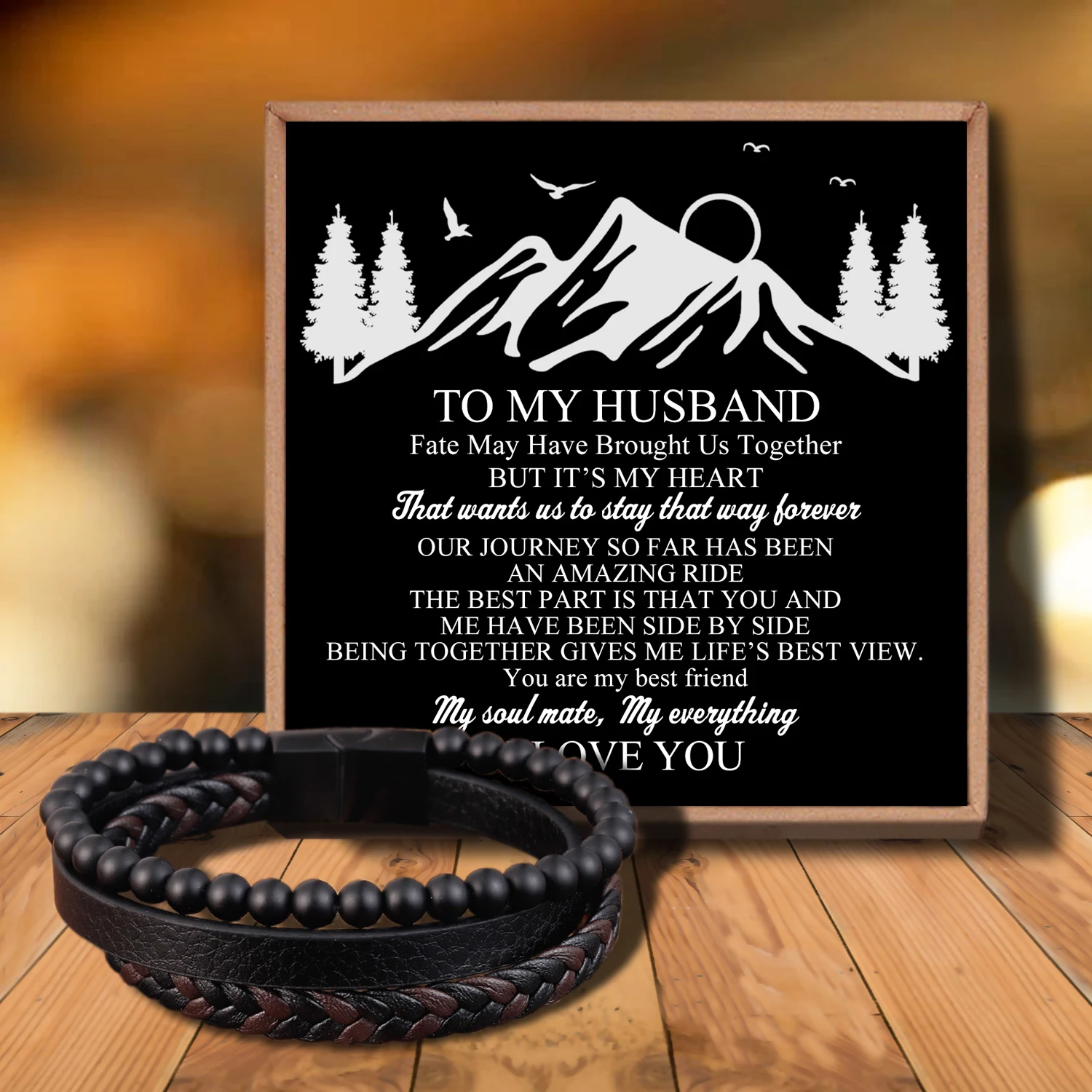 

Sba3608 To My Husband Men's Black Onyx Stone Strength Calming Healing Bracelet-Spiritual Protection Balance Meditation Bracelet