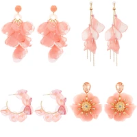 4 pairs earring series jewelry set acrylic crystal flower geometric big hanging dangle earrings for women luxury accessories