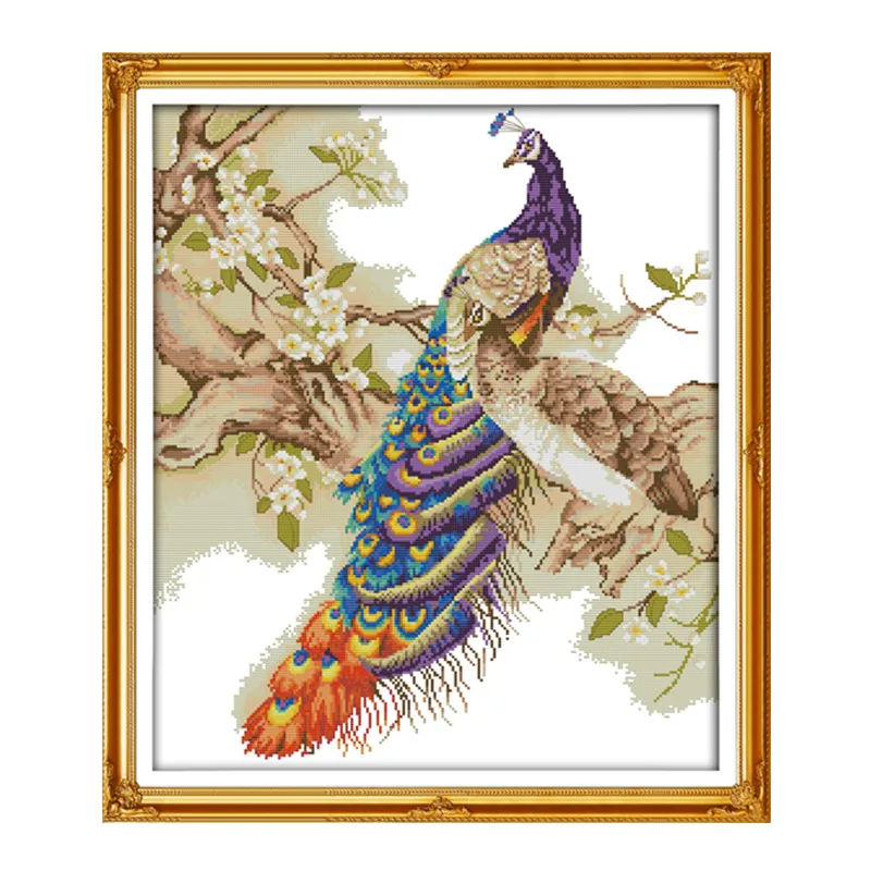 

Peacock (2) cross stitch kit 14ct 11ct count print canvas stitching embroidery DIY handmade needlework