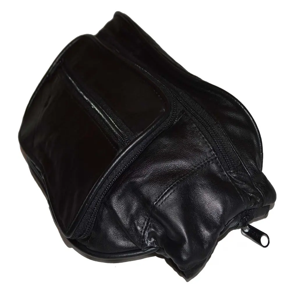 Leather  Jumbo Fanny Pack with Side Zipper Pockets by