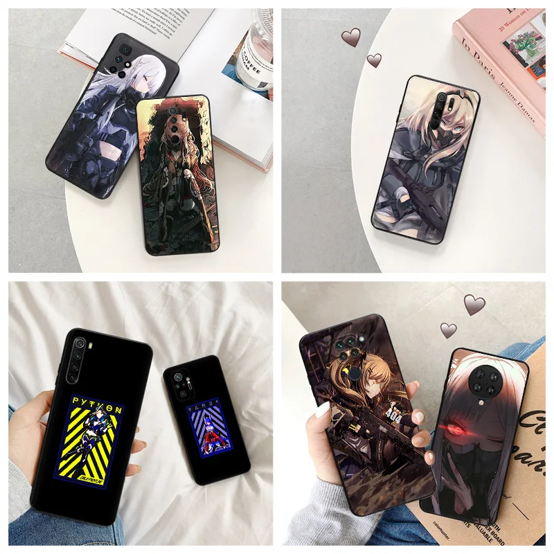 

Girls Frontline Silicone Black Phone Cases for Redmi Note 9 9T 9S 8T 7 8 Pro 6 6A 8A 7A 9A 9C 9i K40 K40S Soft Cover