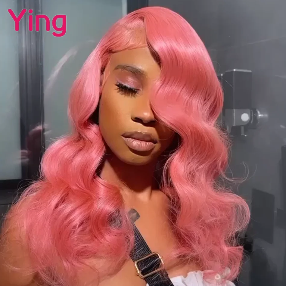 Ying Pink Colord 13x4 Body Wave Lace Front Wigs For Black Women Brazilian Remy 13X6 Transparent Lace Frontal Human Hair Wigs