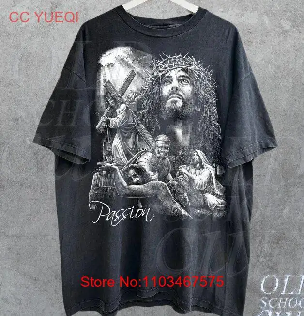 Винтажная рубашка в стиле 90-х с изображением Иисуса страсти Пасхальная