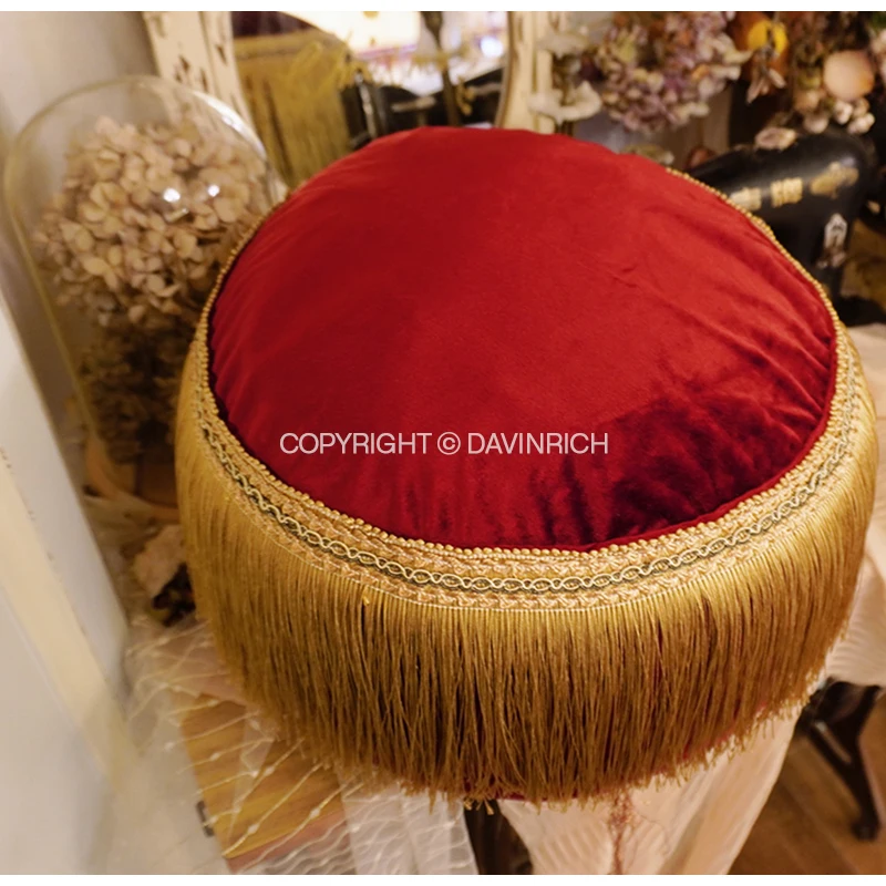 Французский винтажный пуф DAVINRICH пуфик с кисточками в европейском стиле роскошный