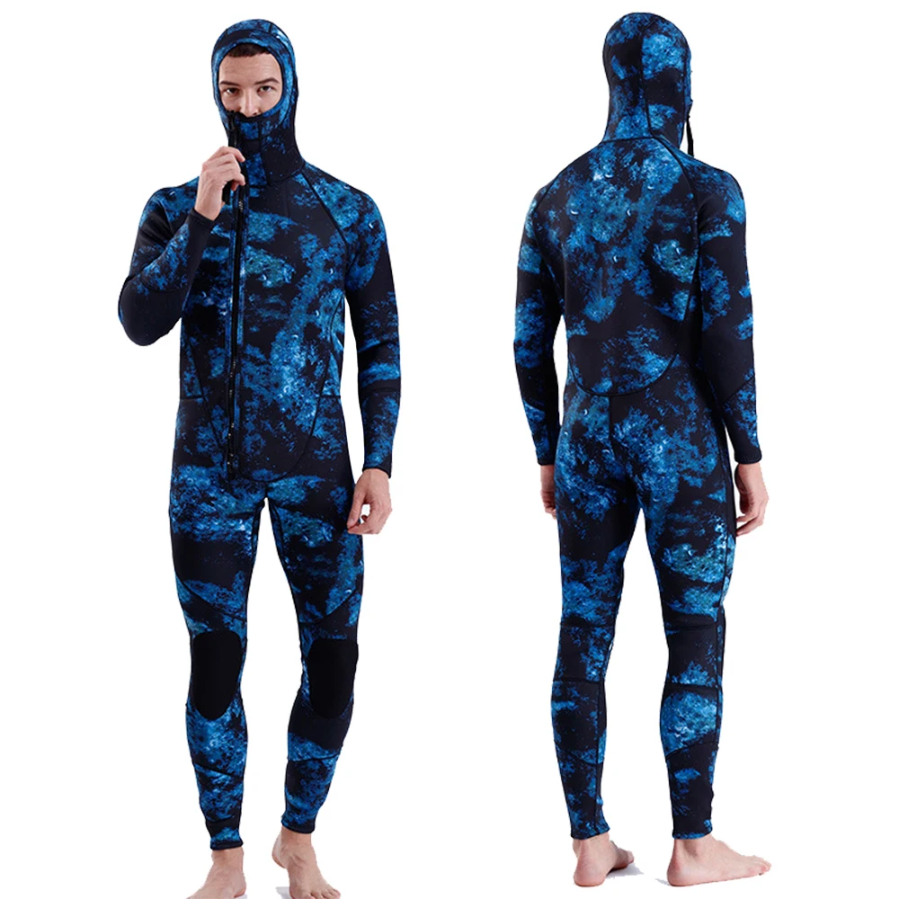 3MM Neoprene Wetsuit Men Fashion Front Open Zipper Hooded Camouflage Warm Cold Protection Underwater Hunting Snorkeling Wetsuit