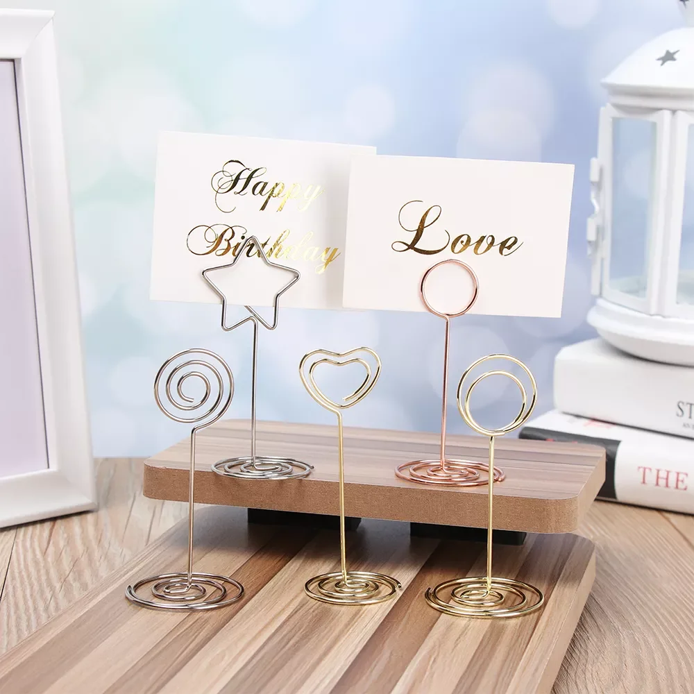 

4 style Wedding Heart Photo Clip Table Number Stand Desktop Decoration Metal Place Card Holder Party Supplies