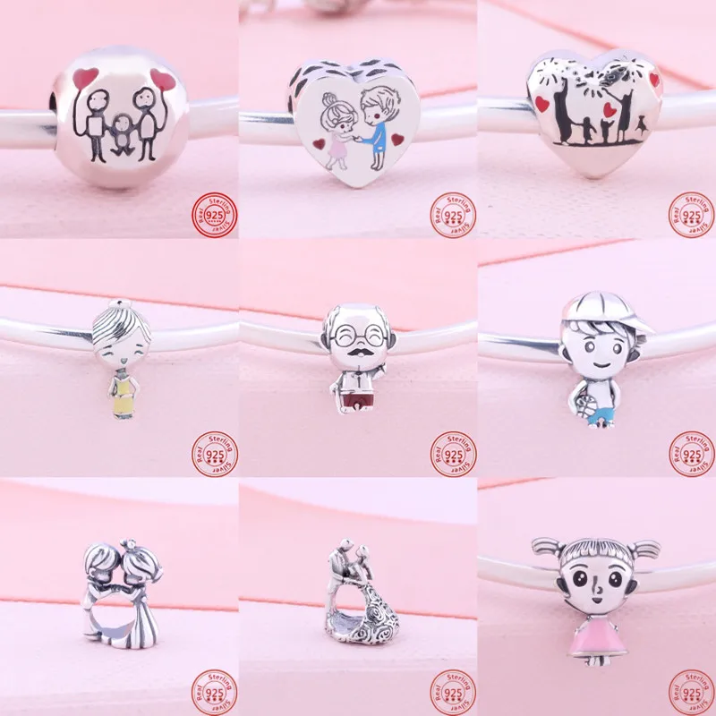 

New Doctor Nurse Boy Girl Male Female Family Classic Beads Fit Original Pandora Charm Bracelet Women 925 Silver Fine Jewelry DIY
