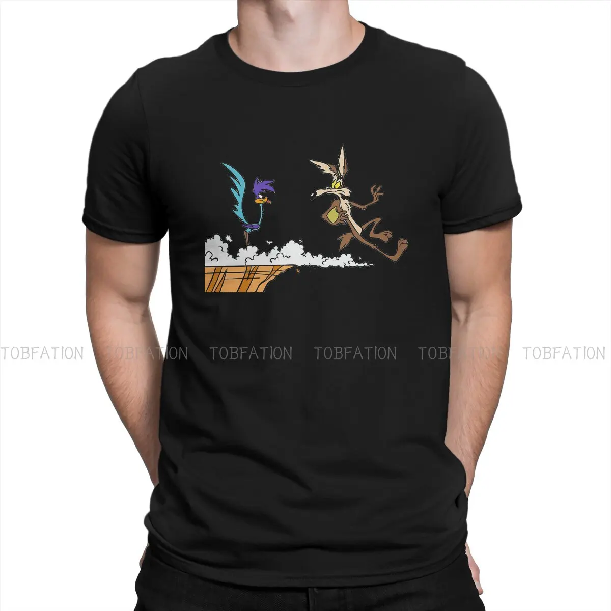 

Roadrunner Wile E. Coyote Cartoons Running TShirt Men Grunge Large Casual Crewneck Cotton T Shirt