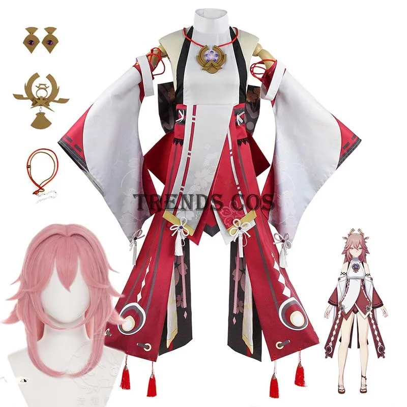 

Plus Size XS-3XL Genshin Impact Yae Miko Cosplay Costume Lovely Dress Guuji Yae Fancy Outfits Unifrom Women Game Suits