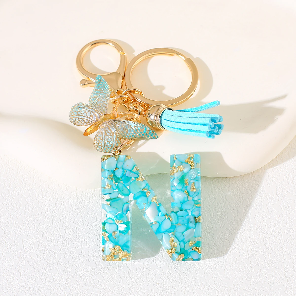 Непыльный Синий Алфавит С Буквами И Бабочкой Подвеска Бахромой Первоначальный