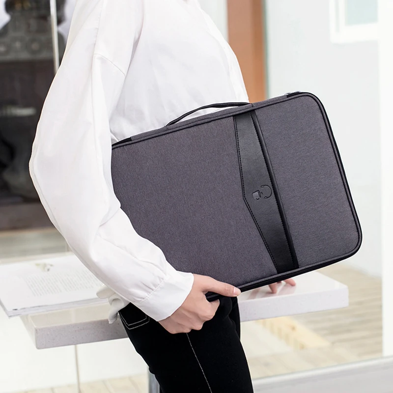 Portable Multi-functional Men's A4 Document Bags Waterproof Briefcases Laptop Notebook Pouch Travel Passport Holder Accessories