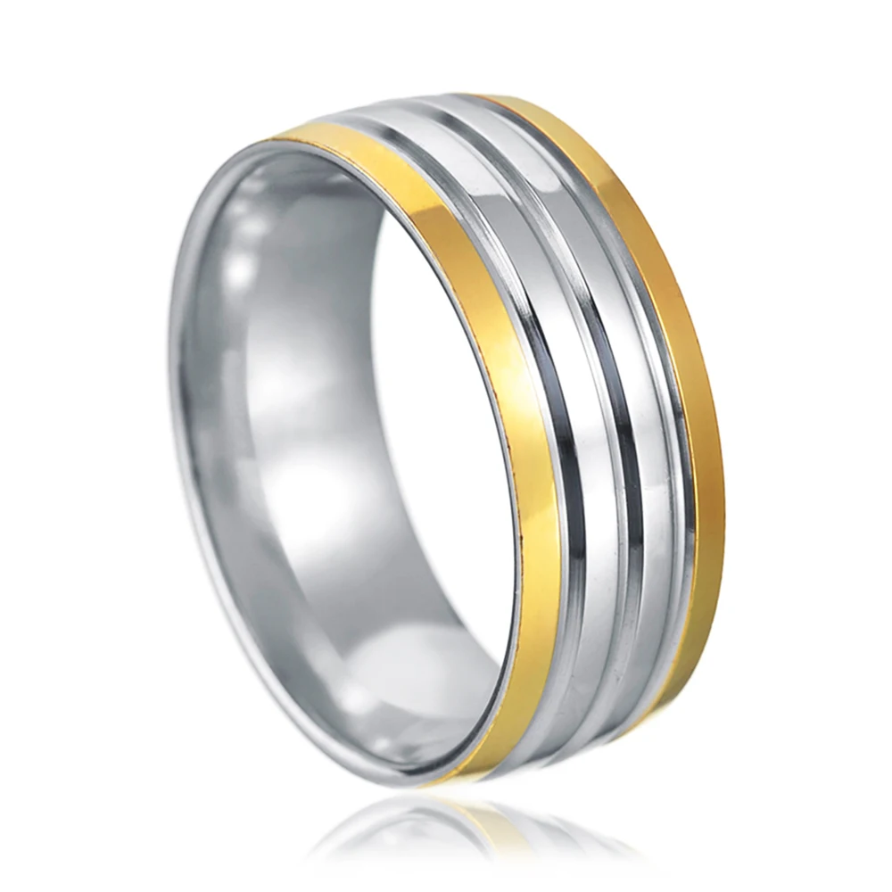 

MeMolissa Fashion Gold Silver Color Brushed Stainless Steel Ring for Men Women Groove Wedding Ring Jewelry Gifts 2022 New