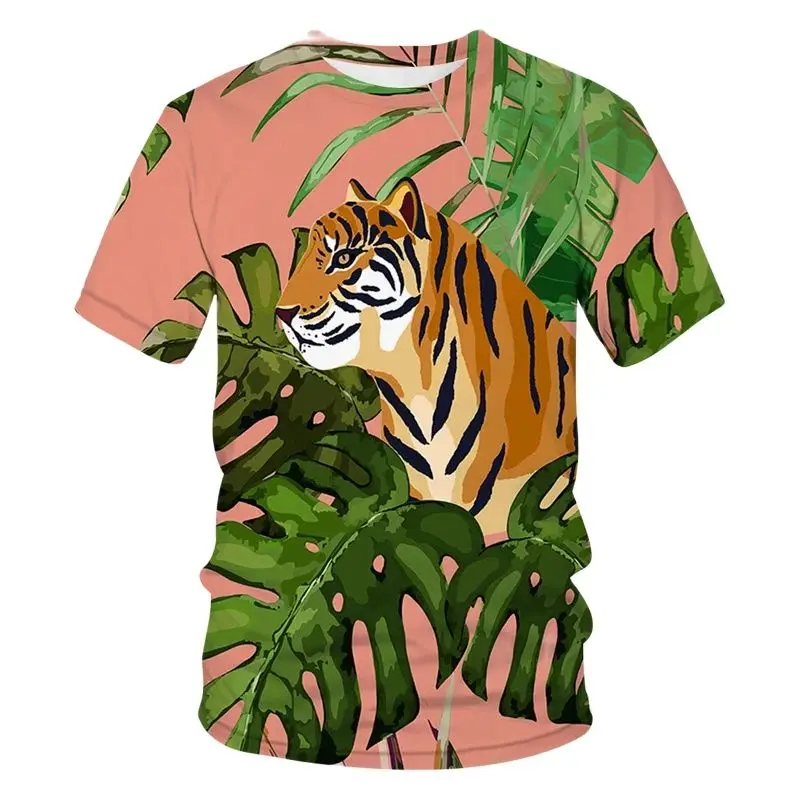 

Summer Tide Amusing Tiger Picture Men T-Shirts Casual 3D Print Tees Hip Hop Personality Round Neck Short Sleeve Quick-Dry Tops